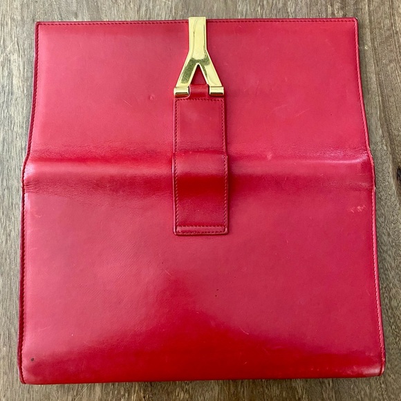 YSL Red Leather Clutch Gold Hardware Made in Italy - Picture 3 of 7
